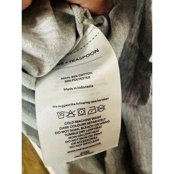 ONE TEASPOON Grey Marl Logo Crewneck Short Sleeve T-shirt NWT Size XXS - Picture 6 of 6